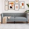Világosszürke 3 személyes szövet chesterfield kanapé