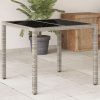 Világosszürke polyrattan üveglapos kerti asztal 90 x 90 x 75 cm