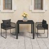 3 részes fekete pvc rattan kerti étkezőgarnitúra