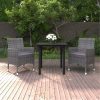 3 részes polyrattan és üveg kerti étkezőgarnitúra párnákkal