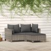 3 részes szürke polyrattan kerti ülőgarnitúra párnákkal