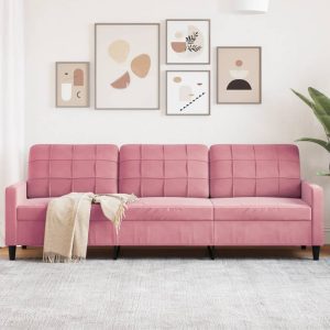 3 személyes rózsaszín bársony kanapé 210 cm