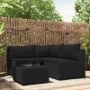4 részes fekete polyrattan kerti ülőgarnitúra párnákkal