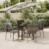 5 részes fekete és szürke polyrattan kerti étkezőszett párnával