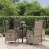 5 részes fekete és szürke polyrattan kerti étkezőszett párnával