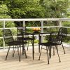 5 részes fekete polyrattan kerti étkezőgarnitúra