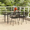 5 részes fekete polyrattan kerti étkezőgarnitúra
