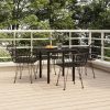 5 részes fekete polyrattan kerti étkezőgarnitúra