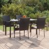5-részes fekete polyrattan kerti étkezőgarnitúra