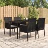 5 részes fekete polyrattan kerti étkezőgarnitúra párnákkal