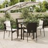 5 részes fekete polyrattan kerti étkezőgarnitúra párnákkal