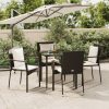 5 részes fekete polyrattan kerti étkezőgarnitúra párnákkal