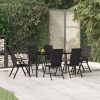 7 részes fekete polyrattan kerti étkezőgarnitúra