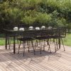 7 részes fekete polyrattan kerti étkezőgarnitúra