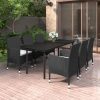 7 részes polyrattan és üveg kerti étkezőgarnitúra párnákkal