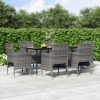7 részes szürke és fekete kerti étkezőgarnitúra párnákkal
