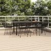 9 részes fekete polyrattan kerti étkezőgarnitúra