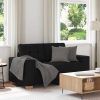 Fekete szövet loveseat kanapé 120 cm