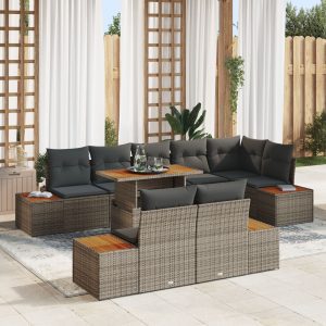 Kerti kanapé készlet 9 darab szürke