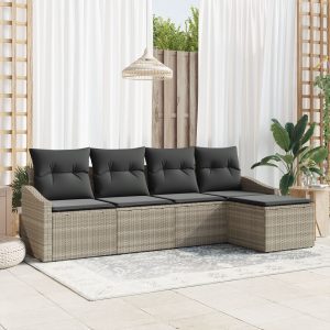 Kerti kanapé szett  5 darabos bézs rattan