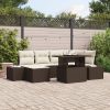 Kerti sofa készlet 7 darabos barna rattan
