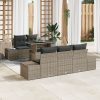 Kerti sofa szett 6 darabos szürke polirattan