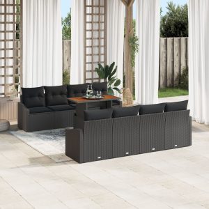 Kertiszofa szett 7 darabos fekete rattan kertiszofa