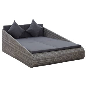 Szürke polyrattan kerti ágy 200 x 139 cm