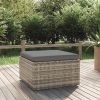 Szürke polyrattan kerti lábtartó párnával 55 x 55 x 30 cm
