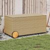 Vegyes bézs polyrattan kerti tárolóláda kerekekkel 190 l