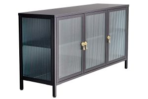 AMSTERDAM fekete üveg vitrin 105cm