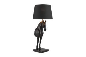 HORSE fekete-arany asztali lámpa szobor