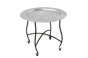 MARRAKESH ezüst dizájn acél lerakóasztal levehető tálcával 60cm