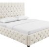 PARIS CHESTERFIELD bézs lenvászon ágy 180x200cm