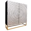 ZEN CIRCLE fekete-fehér mangófa tálalószekrény 120cm