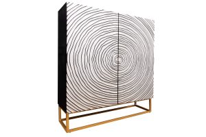 ZEN CIRCLE fekete-fehér mangófa tálalószekrény 120cm