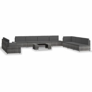 10 részes szürke polyrattan kerti ülőgarnitúra