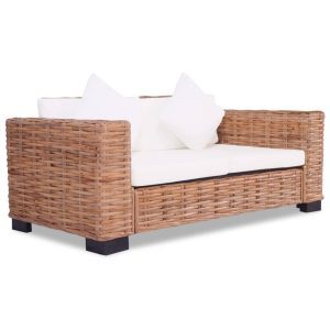 2-személyes természetes rattan kanapészett