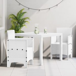 3 részes kerti étkezőszett fehér poly rattan