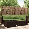 4 részes barna polyrattan kerti ülőgarnitúra párnákkal