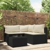 4 részes fekete polyrattan kerti ülőgarnitúra párnákkal