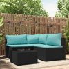 4 részes fekete polyrattan kerti ülőgarnitúra párnákkal