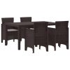 5 darabos kerti étkezőszett párnákkal brown poly rattan