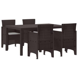 5 darabos kerti étkezőszett párnákkal brown poly rattan
