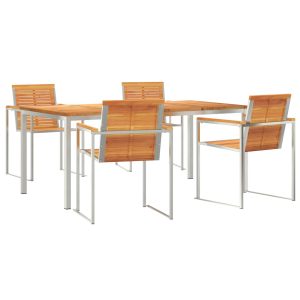 5 darabos kerti étkezőszett tömör akácfából