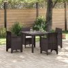 5 részes kert éttkező szett párnákkal barna poly rattan