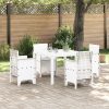 5 részes kerti étkező szett párnákkal fehér poly rattan