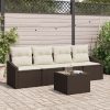 5 részes kerti sofa szett párnákkal barna poli rattan