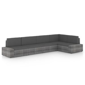 5 részes szürke polyrattan kerti ülőgarnitúra párnákkal