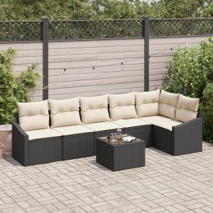 6 részes kerti kanapé szett párnákkal barna polyrattan